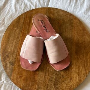 Free People Blush Leather Slide Sandals